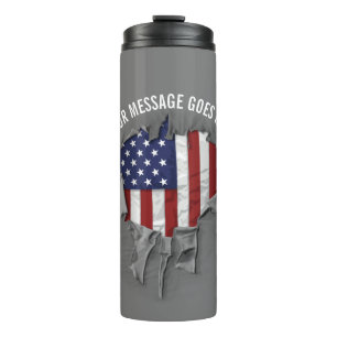 Shredded, Ripped and Torn American Flag Thermal Tu Tumbler
