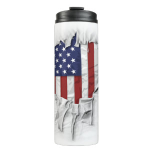 Shredded, Ripped and Torn American Flag Thermal Tumbler