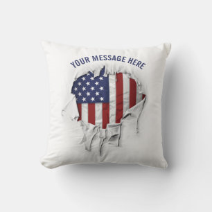 Shredded, Ripped and Torn American Flag Throw Pill Cushion