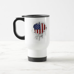 Shredded, Ripped and Torn American Flag Travel Mug