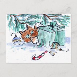 shredding a Christmas Present, What? Holiday Postcard