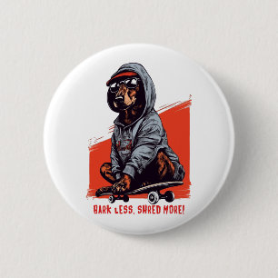 Shredding Dachshund  Unisex Old-school T-shirt  6 Cm Round Badge