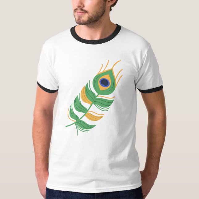 SHREE KRISHNA PEACOCK FEATHER LOGO UNIQUE DESIGN  T-Shirt (Front)