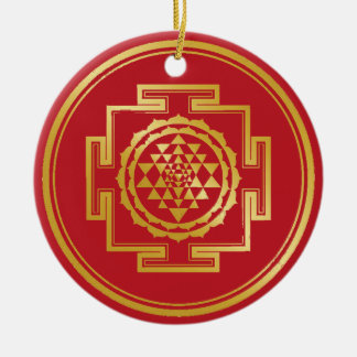 Shree Yantra Auspicious Sacred Geometrical Symbol Ceramic Tree Decoration