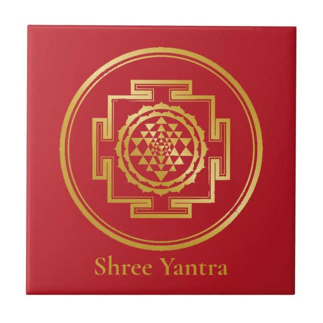 Shree Yantra Auspicious Sacred Geometrical Symbol Tile (Front)
