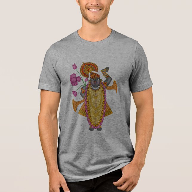 Shreenath Ji T-Shirt – Divine Krishna Art of Nathd Tri-Blend Shirt (Front)