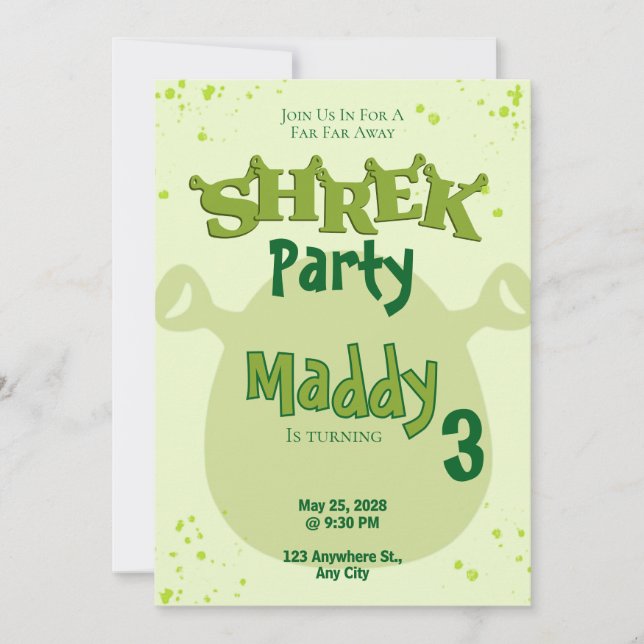 Shrek Inspired Birthday Invitation | Far Far Away  (Front)