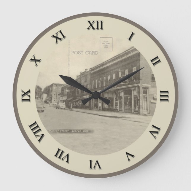 Shreve Ohio Post Card Clock - Market Street (Front)