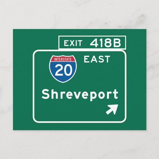 Shreveport, LA Road Sign Postcard (Front)