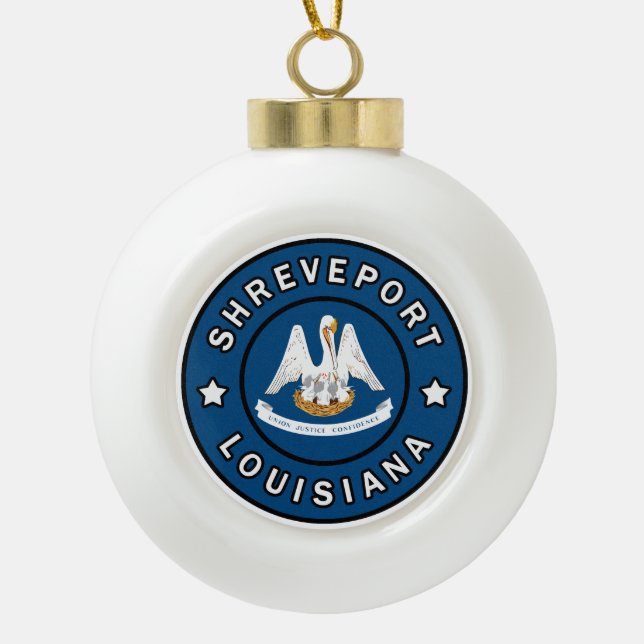 Shreveport Louisiana Ceramic Ball Christmas Ornament (Front)