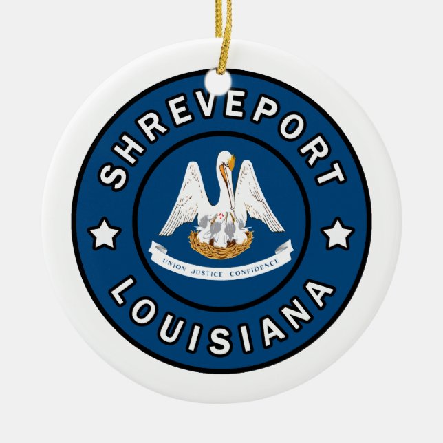 Shreveport Louisiana Ceramic Tree Decoration (Front)