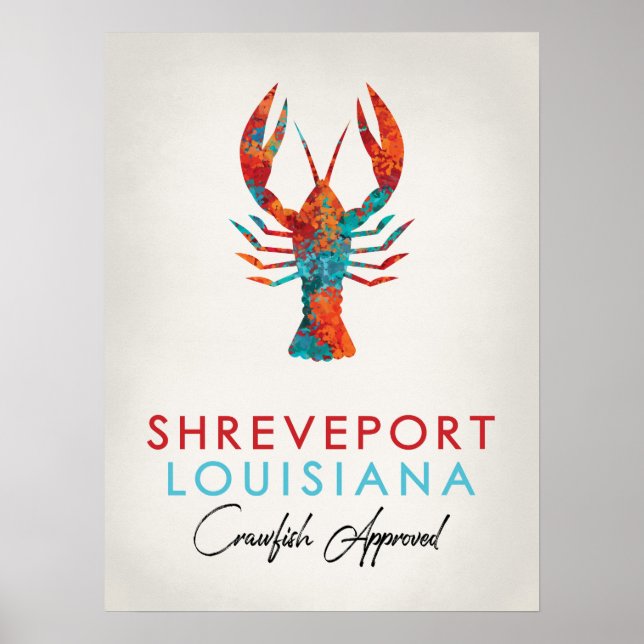 Shreveport Louisiana Crawfish Bright Poster (Front)