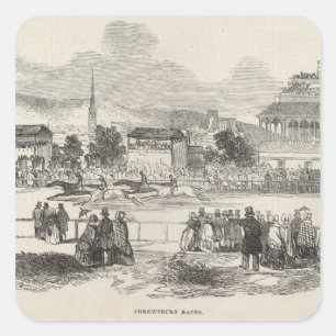 Shrewsbury Races,'The Illustrated London News' Square Sticker