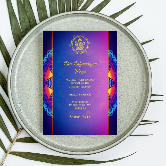 Shri Satyanarayan Pooja Hindu Indian Chakra Invitation (Creator Uploaded)