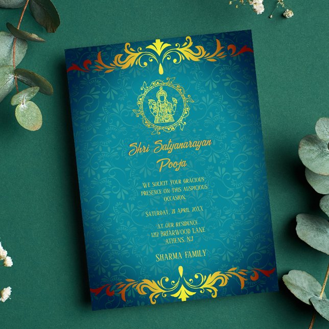 Shri Satyanarayan Pooja Hindu Indian Royal Invitation (Creator Uploaded)