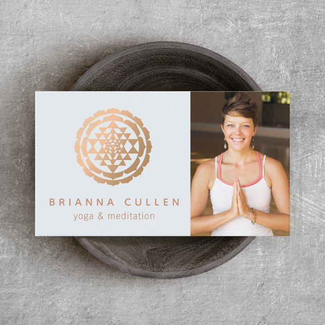  Shri Yantra, Add Photo Yoga Meditation Teacher Business Card (Creator Uploaded)