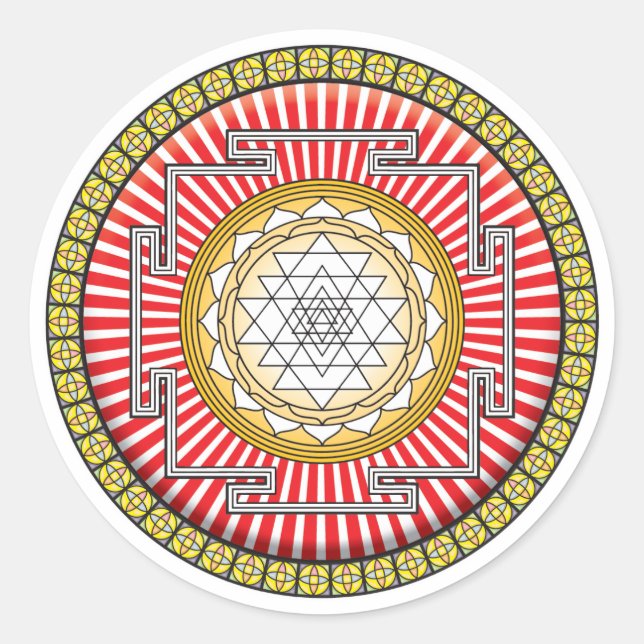 Shri Yantra Icon Classic Round Sticker (Front)