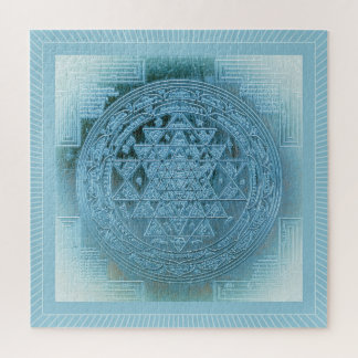 Shri Yantra Mandala: Vintage Aqua Jigsaw Puzzle