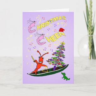 Shrimp and Crawfish Cajun Christmas Cheer Holiday Card