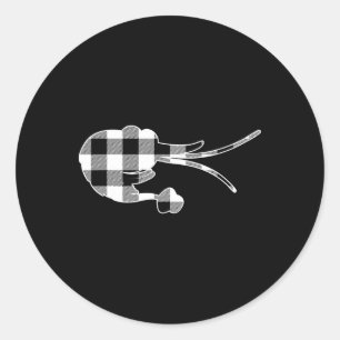 Shrimp Black And White Buffalo Plaid Merry Christm Classic Round Sticker