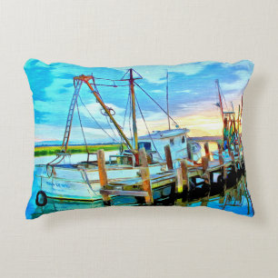 Shrimp Boat Fleet Decorative Cushion