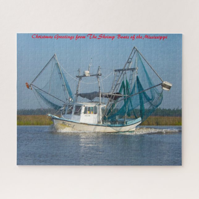 Shrimp Boat  Mississippi. Christmas Greetings Jigsaw Puzzle (Horizontal)