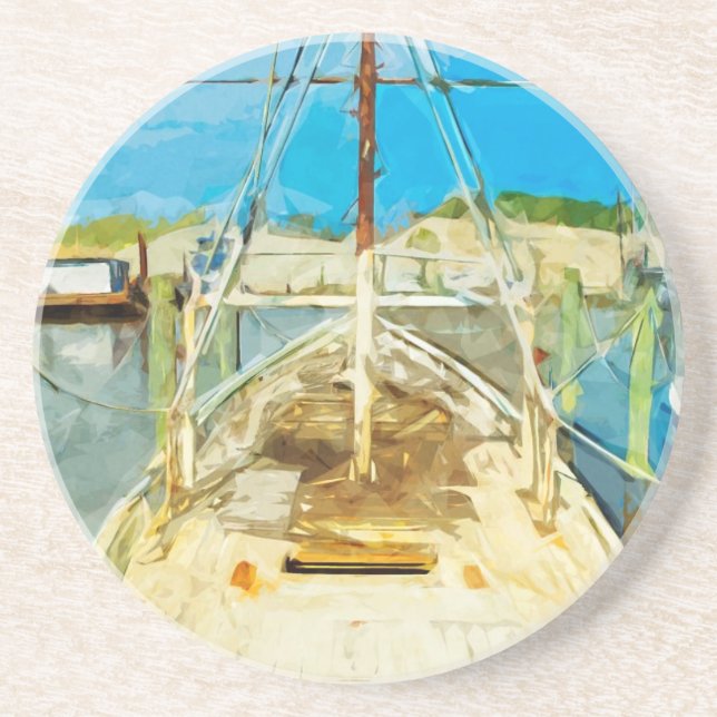 Shrimp Boat Under Repair Abstract Impressionism Coaster (Front)