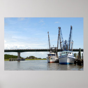 Shrimp boats moored poster