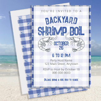 Shrimp Boil Seafood Themed Backyard Dinner Party Invitation