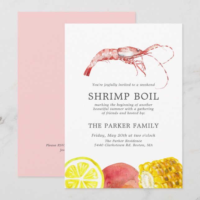 Shrimp Boil | Seafood  Themed Party Invitation (Front/Back)