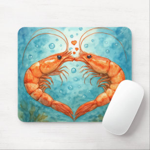 Shrimp Couple Kissing Underwater Mouse Mat