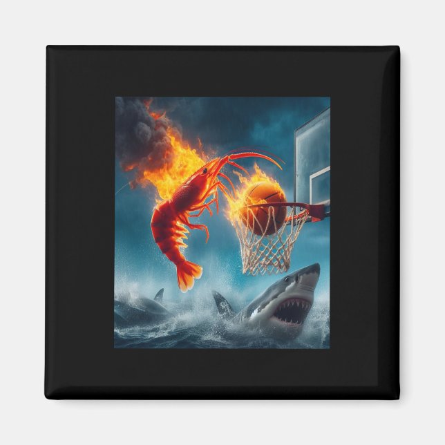 Shrimp Dunking On Shark Funny Fishing Meme  Magnet (Front)
