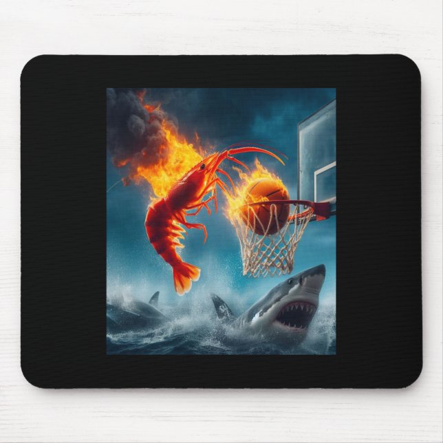 Shrimp Dunking On Shark Funny Fishing Meme  Mouse Mat (Front)