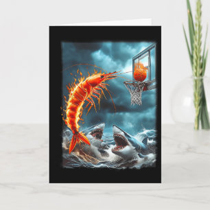 Shrimp Dunking On Sharks Funny Ocean Sketll Meme S Card
