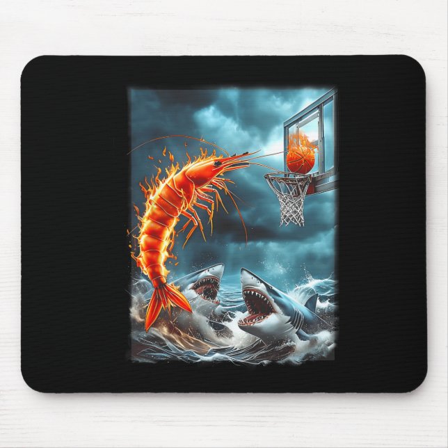 Shrimp Dunking On Sharks Funny Ocean Sketll Meme S Mouse Mat (Front)