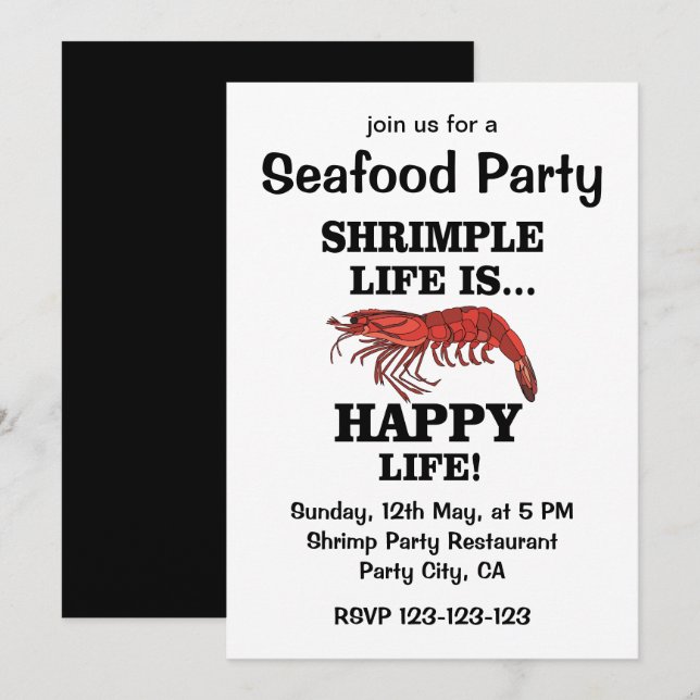 Shrimp Fish Seafood Party Invitation (Front/Back)