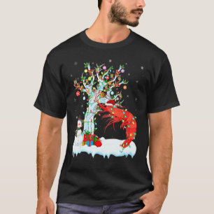 Shrimp Fish Xmas Tree Lighting Santa Hat Shrimp Ch T-Shirt