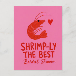 Shrimp Funny Pink Pun Bachelorette Party Postcard