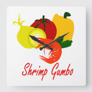 Shrimp Gumbo Square Wall Clock