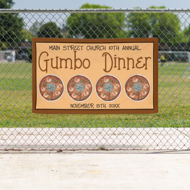 Shrimp Gumbo Stew Louisiana LA New Orleans Food Banner (Insitu)