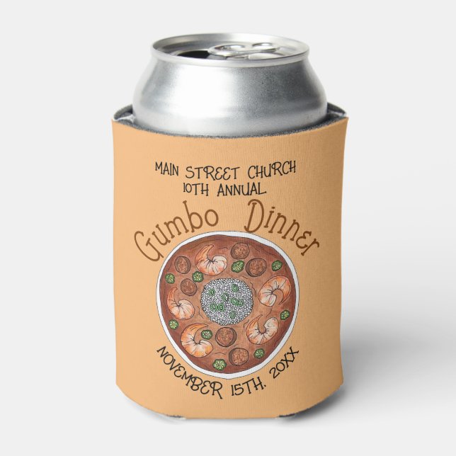 Shrimp Gumbo Stew Louisiana LA New Orleans Food Can Cooler (Can Front)
