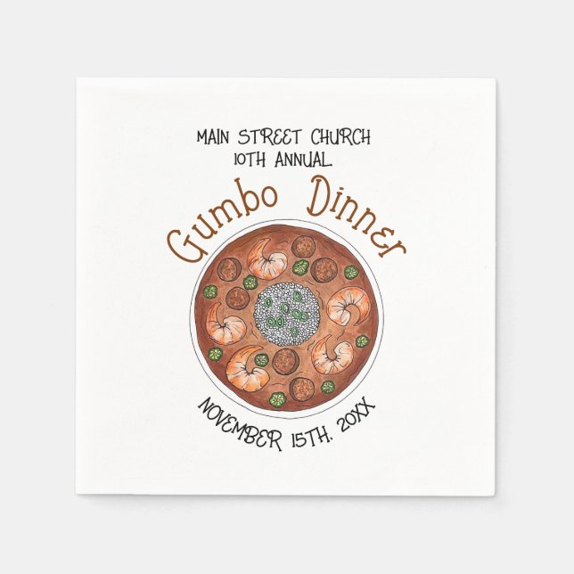 Shrimp Gumbo Stew Louisiana LA New Orleans Food Napkin (Front)