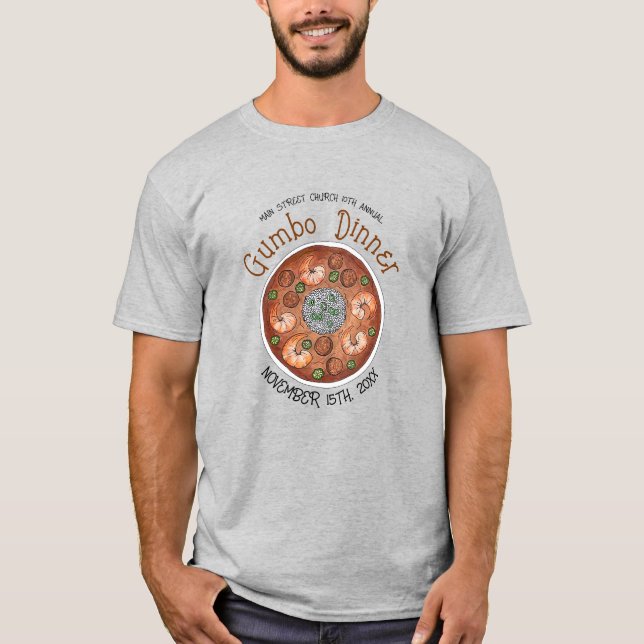 Shrimp Gumbo Stew Louisiana LA New Orleans Food T-Shirt (Front)