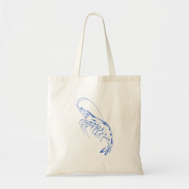 Shrimp Illustration – Coastal Seafood Art Tote Bag (Front)