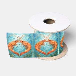 Shrimp Kissing Underwater with Hearts Satin Ribbon
