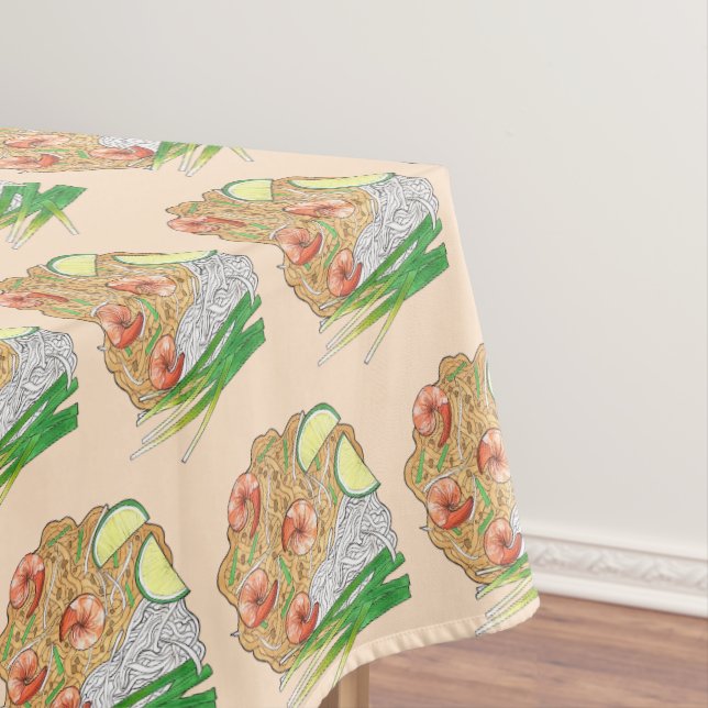 Shrimp Pad Thai Food Restaurant Noodles Cuisine Tablecloth (In Situ)