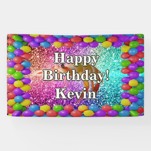 Shrimp Personalised character birthday banner (Horizontal)