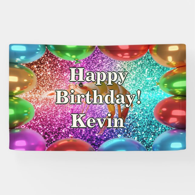 Shrimp Personalised character birthday banner (Horizontal)