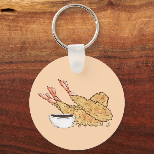 Shrimp Prawn Tempura Japanese Food Restaurant Key Ring (Back)