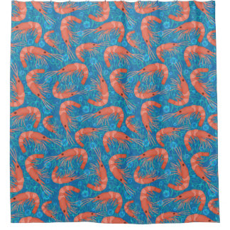Shrimp Prawns Coral Ocean Bubbles Nautical Sea Shower Curtain
